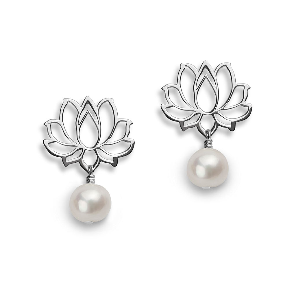 ARETE FLOR DE LOTO CON PERLA