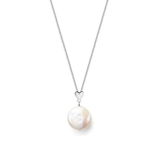 COLLAR CON DIJE CORAZÓN CON PERLA MONEDA