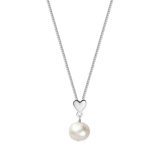 Collar con Dije Corazón con Perla Redonda con Cadena