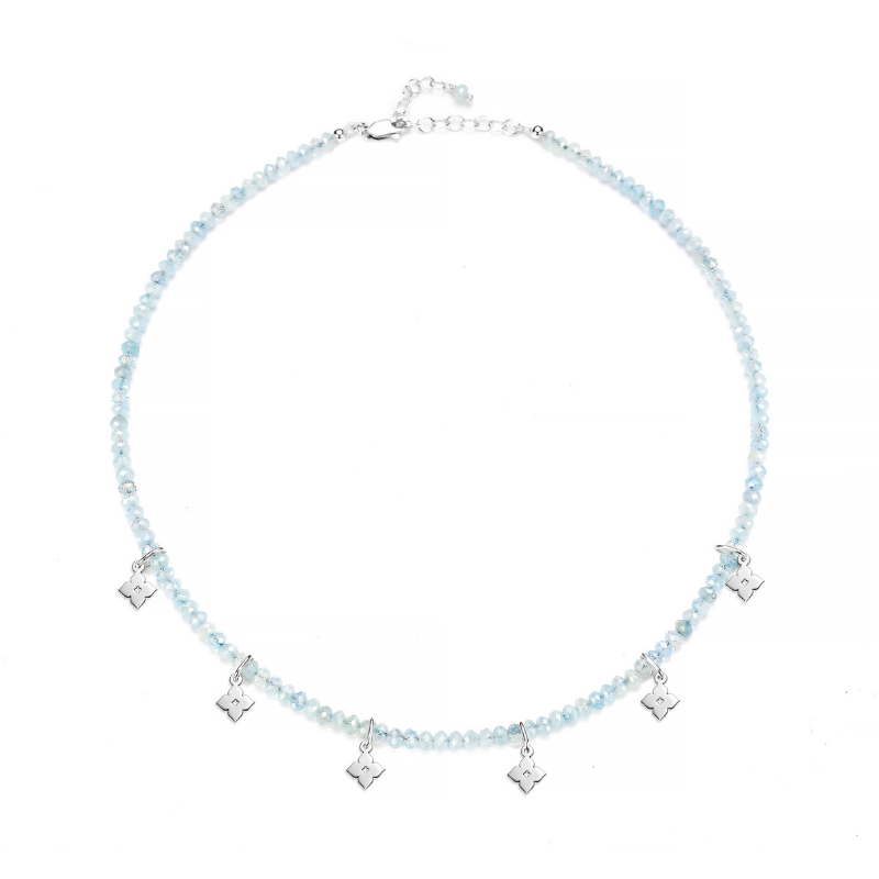 COLLAR DEL ALMA AQUAMARINA CON FLORES MARROQUÍES
